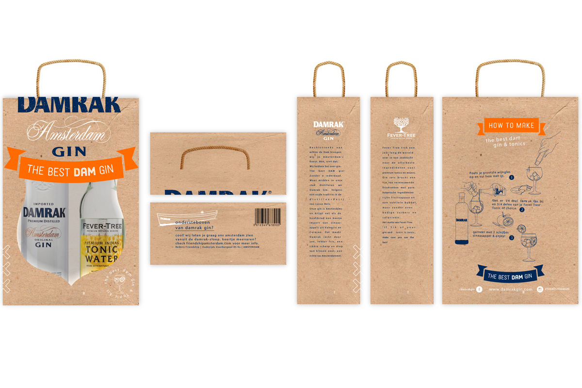 damrak gin, packaging