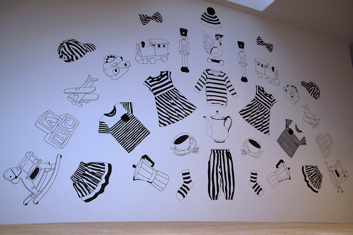 kwinkel illustration stripes mural, wall art